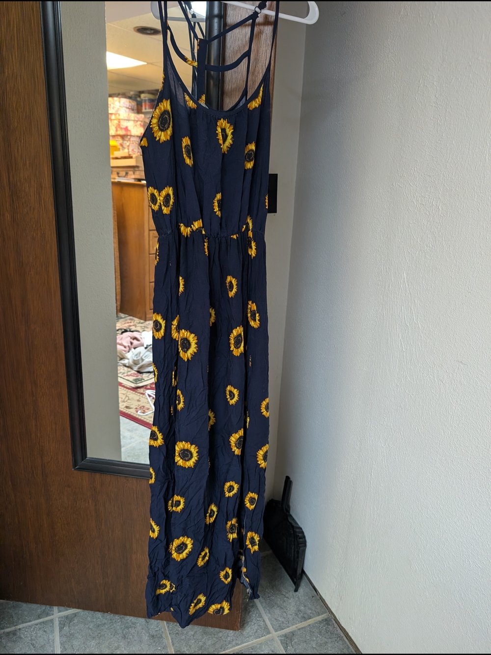 J for Justify Navy Maxi Dress with Yellow Sunflower Print